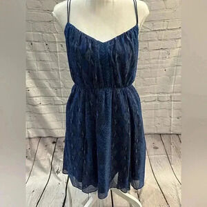 NWT Banana Republic Strappy Crossback Dress, Blue, Snake-Print, Size xs petite